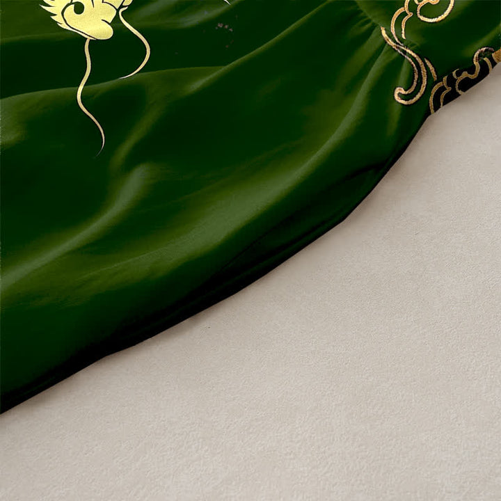 Buddha Stones Lässiges, ärmelloses Midikleid für Damen mit goldenem Drachen- und Wolkenmuster und Taschen - image 10