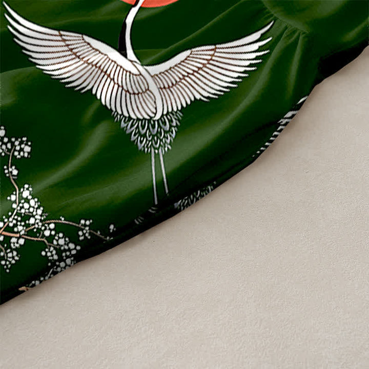 Buddha Stones Sommerliches, lässiges, ärmelloses Midikleid für Damen mit Kranich- und Sonnenmuster in Rot und mit Taschen - image 9