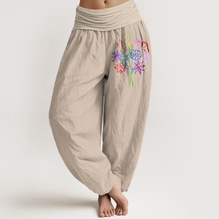 Buddha Stones Damen-Haremshose aus reiner Baumwolle mit Blumenmuster und elastischem Bund - Bräunen - US16, UK/AU20, EU48 (3XL) - image 14