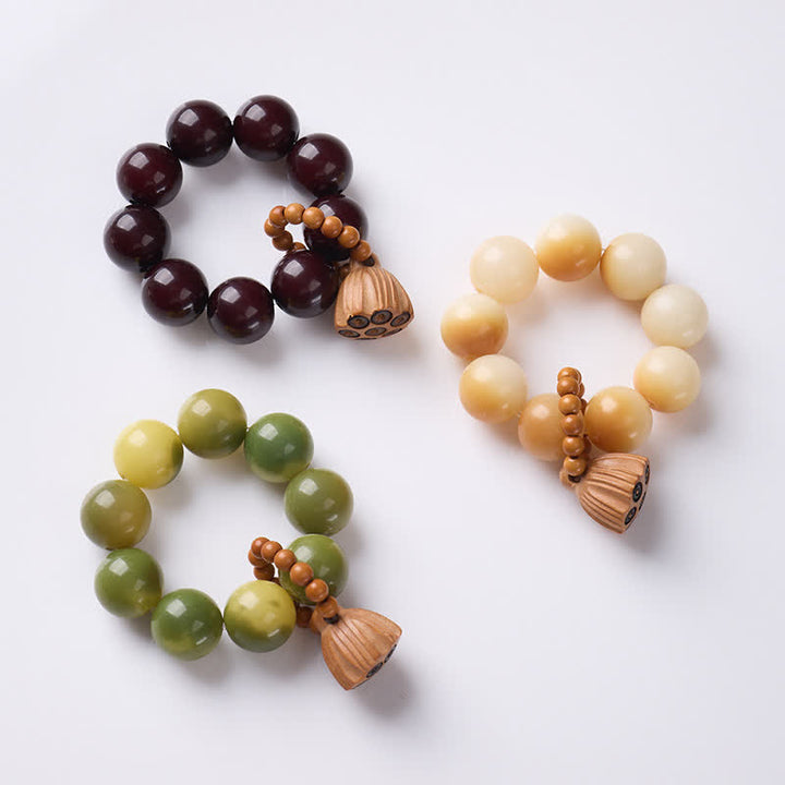 Buddha Stones Weiße Bodhi-Samen-Lotus-Schote, handpolierte, taktile Meditationsperlen, Dekorationen - image 1