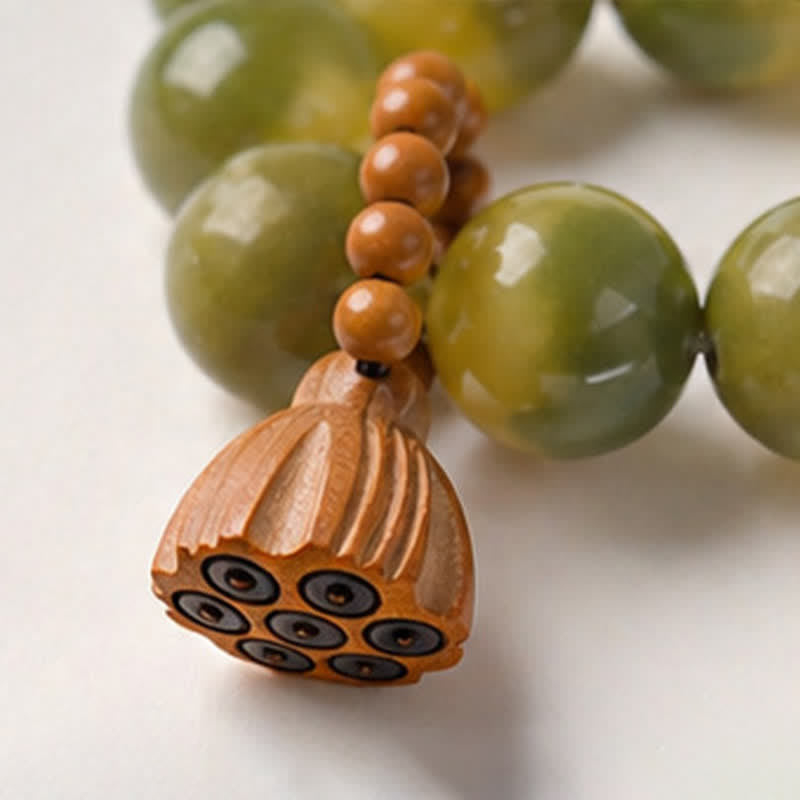 Buddha Stones Weiße Bodhi-Samen-Lotus-Schote, handpolierte, taktile Meditationsperlen, Dekorationen - image 15