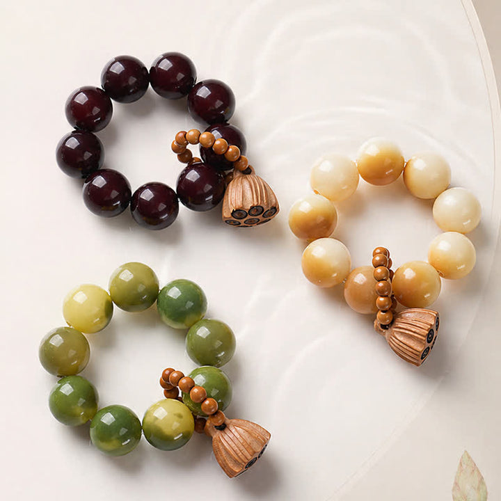 Buddha Stones Weiße Bodhi-Samen-Lotus-Schote, handpolierte, taktile Meditationsperlen, Dekorationen - image 0