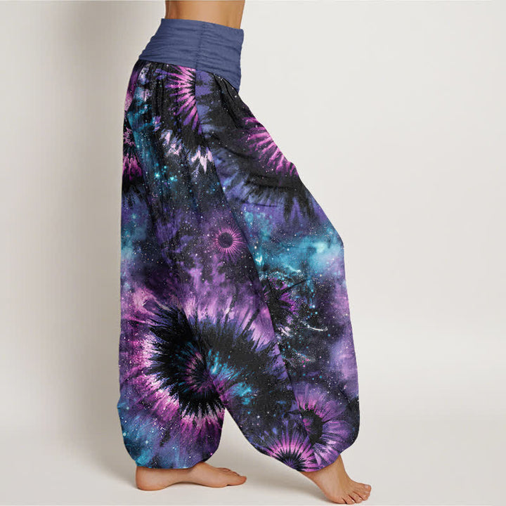 Buddha Stones Damen-Haremshose aus reiner Baumwolle mit kosmischem Spiralmuster und elastischem Bund - image 2