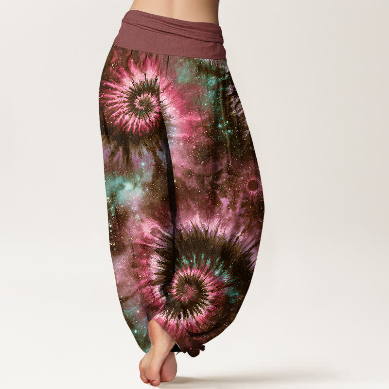 Buddha Stones Damen-Haremshose aus reiner Baumwolle mit kosmischem Spiralmuster und elastischem Bund - image 6