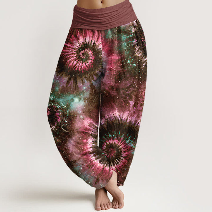 Buddha Stones Damen-Haremshose aus reiner Baumwolle mit kosmischem Spiralmuster und elastischem Bund - Braun - US16, UK/AU20, EU48 (3XL) - image 5