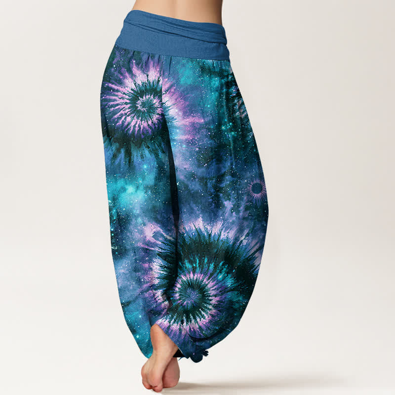 Buddha Stones Damen-Haremshose aus reiner Baumwolle mit kosmischem Spiralmuster und elastischem Bund - image 9
