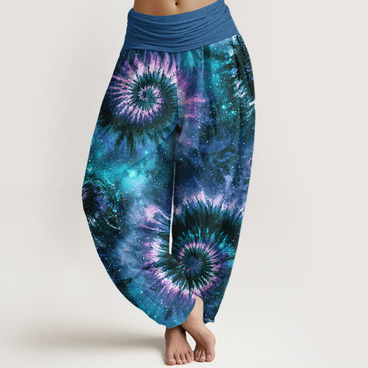 Buddha Stones Damen-Haremshose aus reiner Baumwolle mit kosmischem Spiralmuster und elastischem Bund - SteelBlue - US16, UK/AU20, EU48 (3XL) - image 8