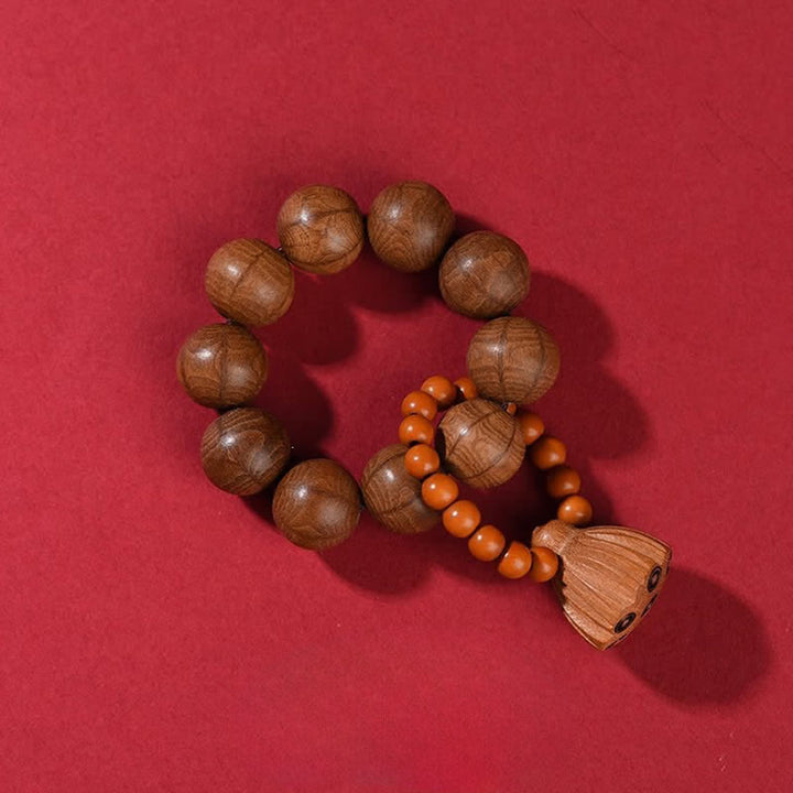 Buddha Stones Handpolierte, taktile Meditationsperlen aus Pfirsichholz in Form von Lotusblüten zur Erdung - Abelia biflora (Schutz ♥ Frieden) - image 9
