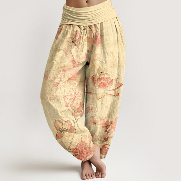 Buddha Stones Baumwoll-Haremshose mit Lotusblüten- und Libellenmuster, elastischer Bund, Damen - Zitronen-Chiffon - US16, UK/AU20, EU48 (3XL) - image 8
