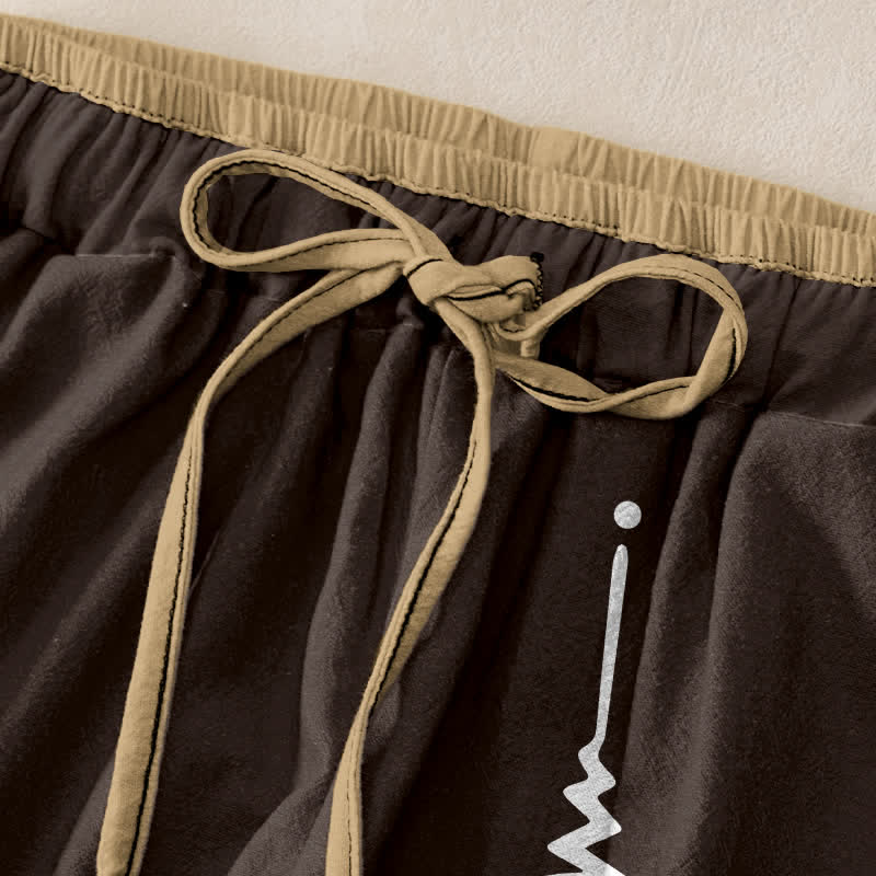 Buddha Stones Damenhose aus reiner Baumwolle mit Om-Symbolmuster, elastischem Bund und Taschen - image 9