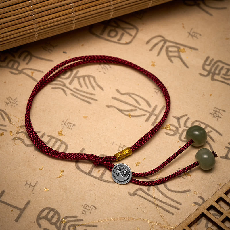 Buddha Stones Handgefertigtes rundes Yin-Yang-Schutzarmband aus 925er Sterlingsilber mit geflochtenem rotem Band im Vintage-Stil - image 4