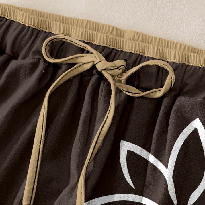 Buddha Stones Damenhose aus reiner Baumwolle mit Lotus-Om-Muster, elastischem Bund und Taschen - image 9