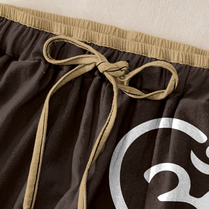 Buddha Stones Damenhose aus reiner Baumwolle mit Zen-Om-Herzmuster, elastischem Bund und Taschen - image 5