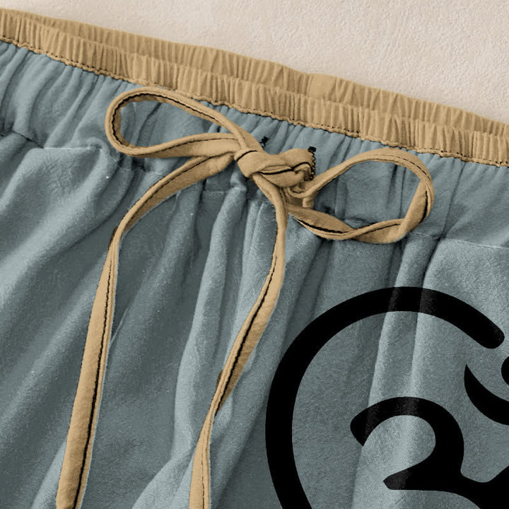 Buddha Stones Damenhose aus reiner Baumwolle mit Zen-Om-Herzmuster, elastischem Bund und Taschen - image 9