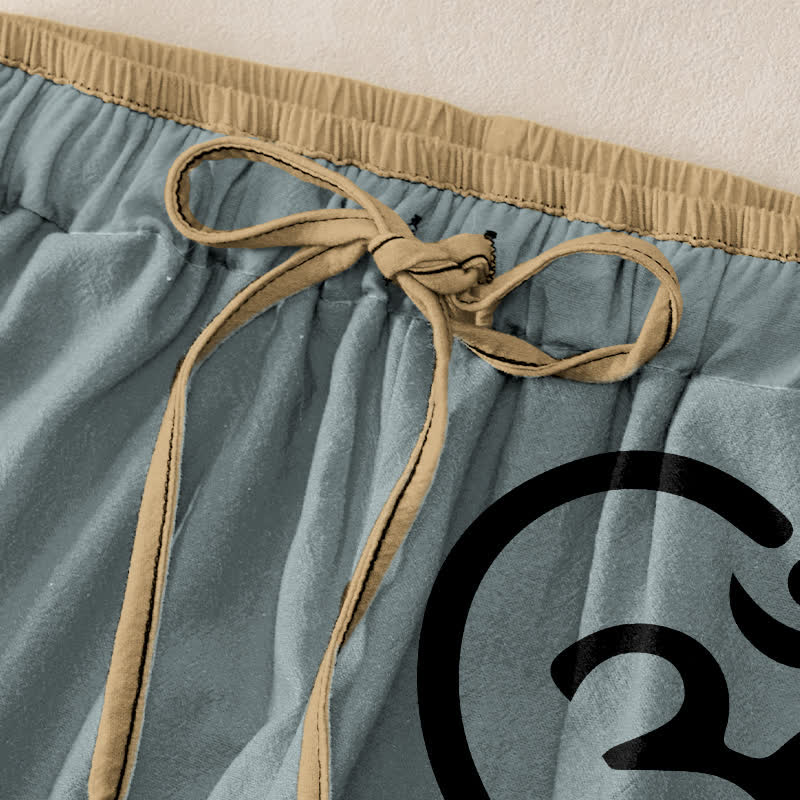 Buddha Stones Damenhose aus reiner Baumwolle mit Zen-Om-Herzmuster, elastischem Bund und Taschen - image 9