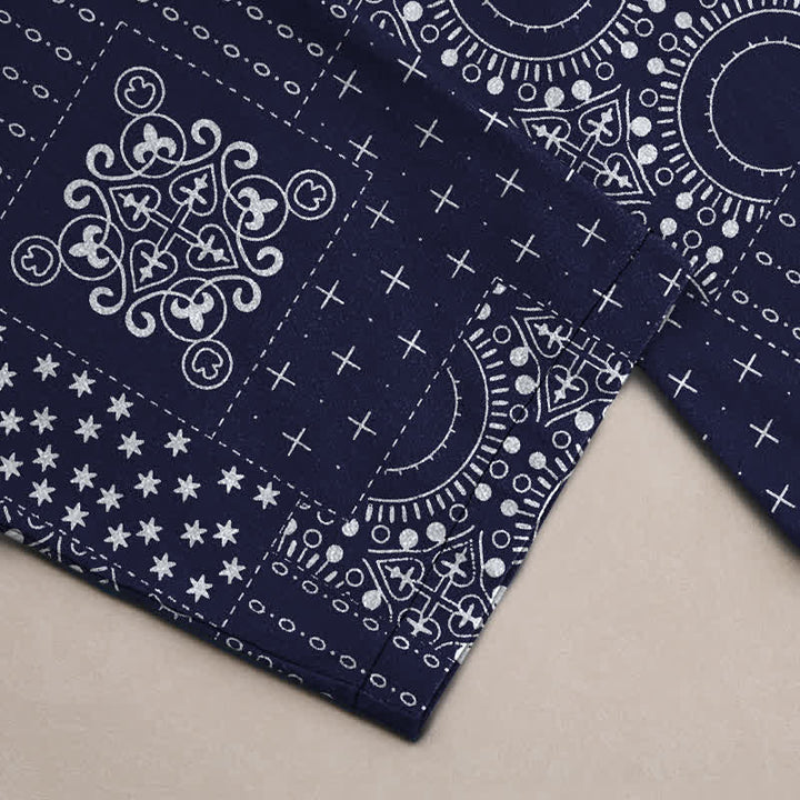 Buddha Stones Herrenhose aus Baumwolle mit böhmischem Bandana-Muster, schmal zulaufend und mit Taschen - image 3