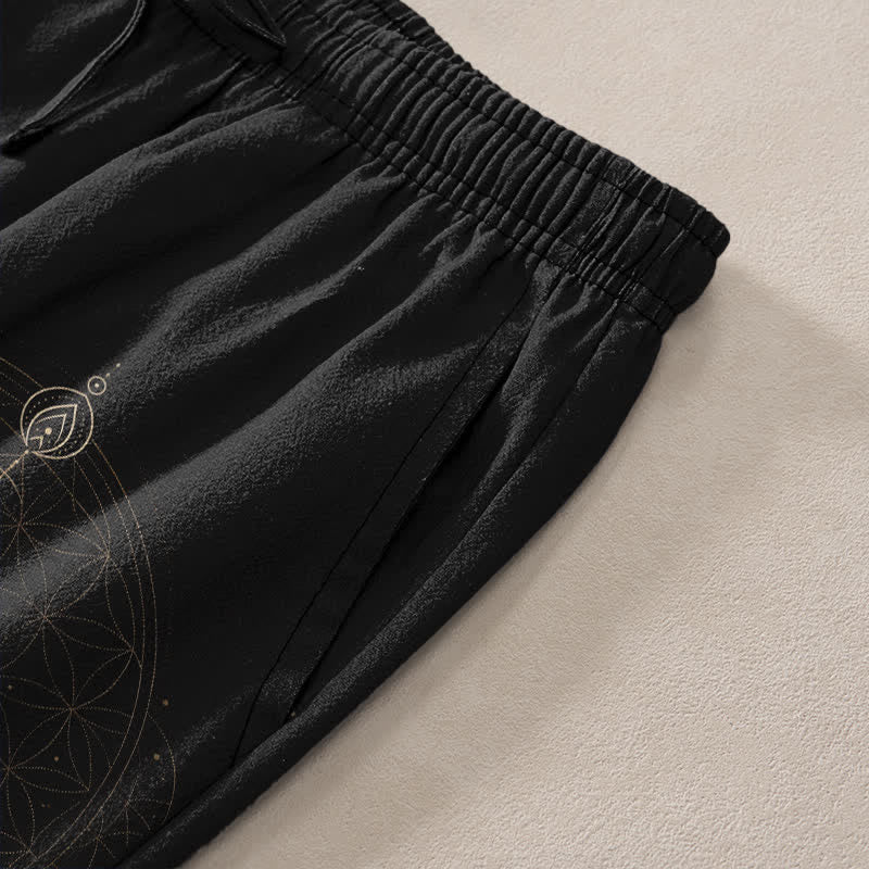 Buddha Stones Herrenhose aus Baumwolle mit Lotus-Mandala-Muster, schmal zulaufend und mit Taschen - image 2