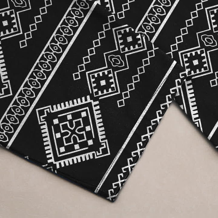 Buddha Stones Herren-Baumwollhose mit Taschen, geometrischem Streifenmuster im Ethno-Stil - image 3