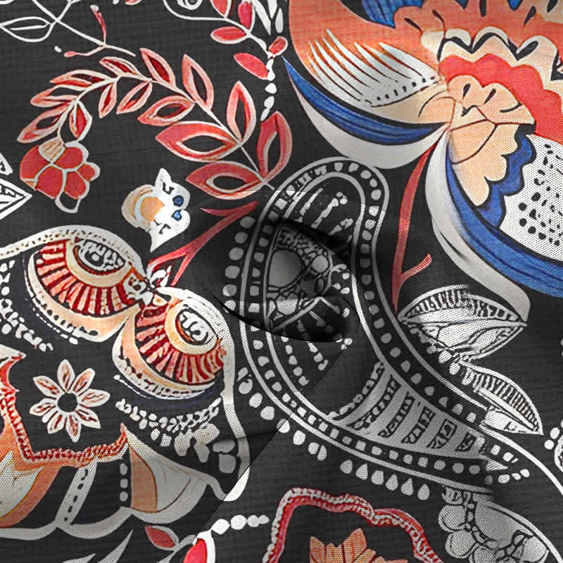Buddha Stones Vintage-Herrenhemd mit floralem Paisley-Muster, Knöpfen und atmungsaktiven Kurzarm - image 2
