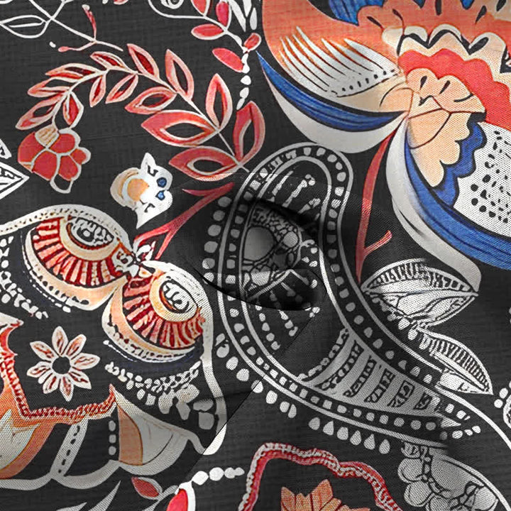 Buddha Stones Vintage-Herrenhemd mit floralem Paisley-Muster, Knöpfen und atmungsaktiven Kurzarm - image 2