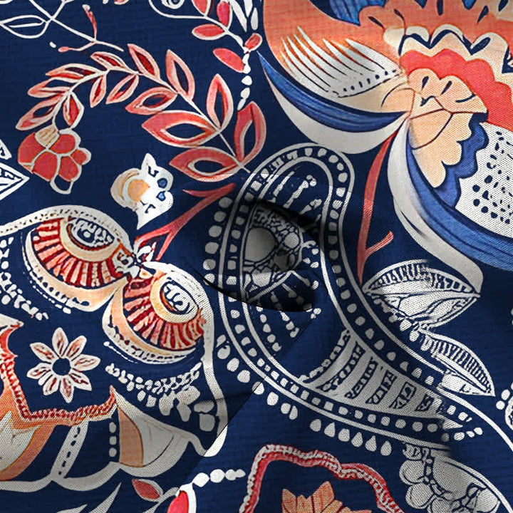 Buddha Stones Vintage-Herrenhemd mit floralem Paisley-Muster, Knöpfen und atmungsaktiven Kurzarm - image 5