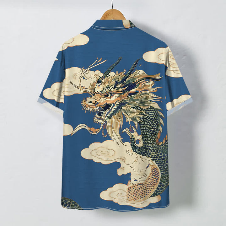 Buddha Stones Herren-Kurzarmhemd mit chinesischem Drachen- und Wolkenmuster, knitterarm - image 7
