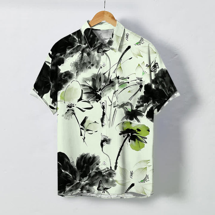 Buddha Stones Kurzarmhemd mit floralem Muster und Knöpfen, atmungsaktiv, für Herren - Honigmelone - US/ UK/AU48, EU58 (4XL) - image 3