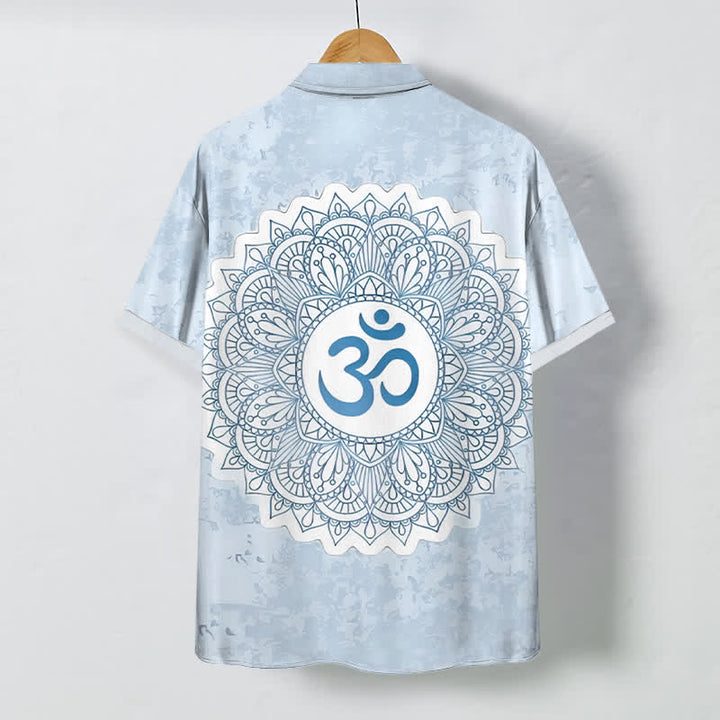 Buddha Stones Atmungsaktives Herren-Kurzarmhemd mit Om-Mandala-Muster und Knöpfen - image 7