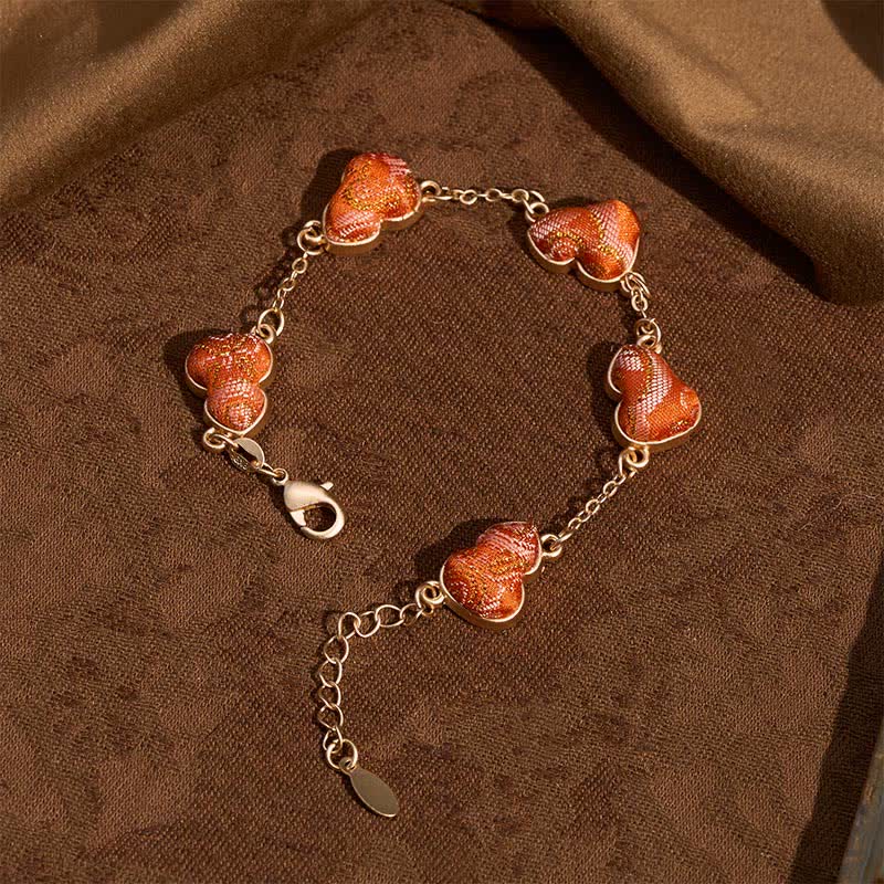 Buddha Stones Song Brocade Gourd Water Ripples Good Fortune Chinese Vintage Armband - image 1