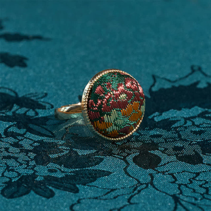 Buddha Stones Runder Ring „Song Brocade“ mit Stickerei und eleganter Ausstrahlung - image 3