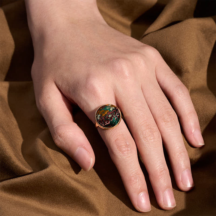 Buddha Stones Runder Ring „Song Brocade“ mit Stickerei und eleganter Ausstrahlung - image 4