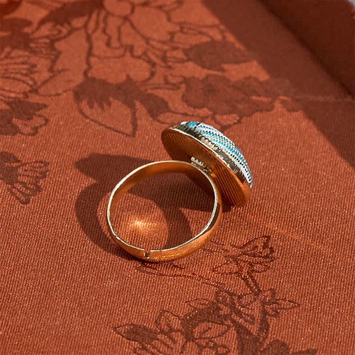 Buddha Stones Runder Ring „Song Brocade“ mit Stickerei und eleganter Ausstrahlung - image 10