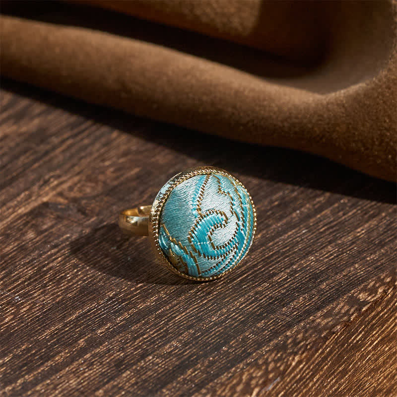 Buddha Stones Runder Ring „Song Brocade“ mit Stickerei und eleganter Ausstrahlung - image 7