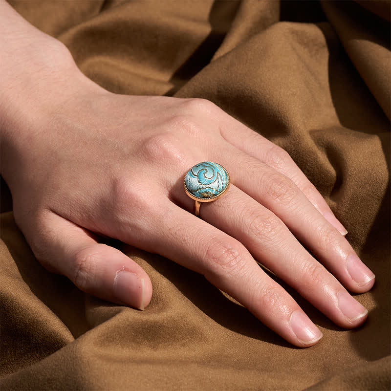 Buddha Stones Runder Ring „Song Brocade“ mit Stickerei und eleganter Ausstrahlung - image 11