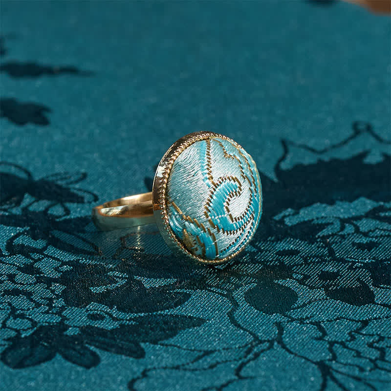 Buddha Stones Runder Ring „Song Brocade“ mit Stickerei und eleganter Ausstrahlung - image 9