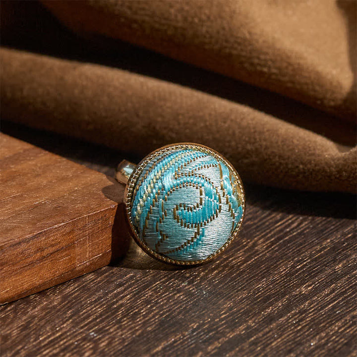 Buddha Stones Runder Ring „Song Brocade“ mit Stickerei und eleganter Ausstrahlung - image 8