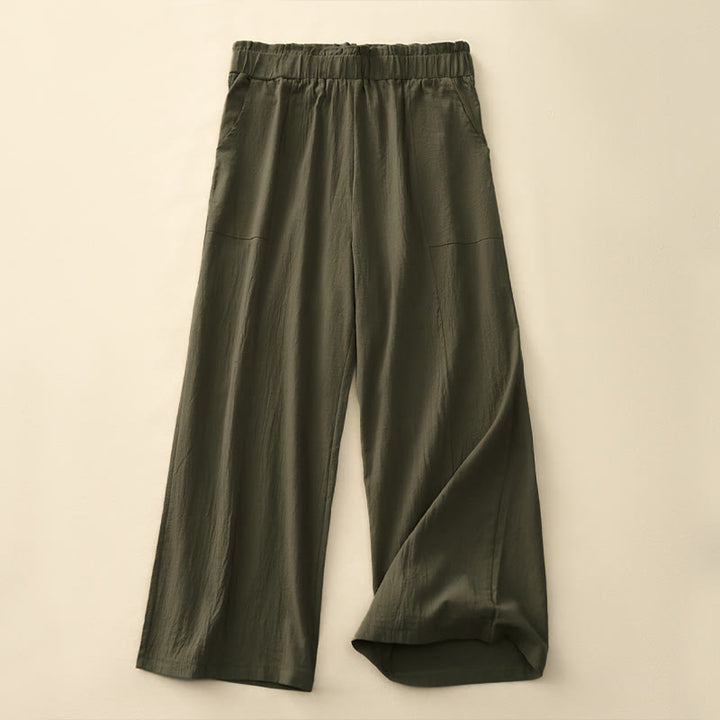 Buddha Stones Lässige, minimalistische, einfarbige lange Hose mit Kordelzug für Damen, gerades Bein und Taschen, ideal für Frühling und Sommer - Olivgrün - US12, UK/AU16, EU44 (2XL) - image 13