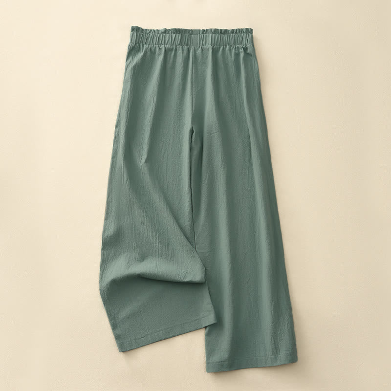 Buddha Stones Lässige, minimalistische, einfarbige lange Hose mit Kordelzug für Damen, gerades Bein und Taschen, ideal für Frühling und Sommer - image 9