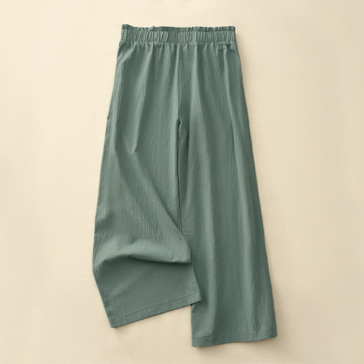 Buddha Stones Lässige, minimalistische, einfarbige lange Hose mit Kordelzug für Damen, gerades Bein und Taschen, ideal für Frühling und Sommer - image 9