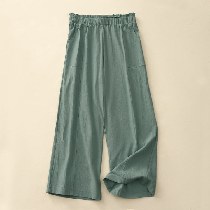 Buddha Stones Lässige, minimalistische, einfarbige lange Hose mit Kordelzug für Damen, gerades Bein und Taschen, ideal für Frühling und Sommer - Kadettenblau - US12, UK/AU16, EU44 (2XL) - image 8