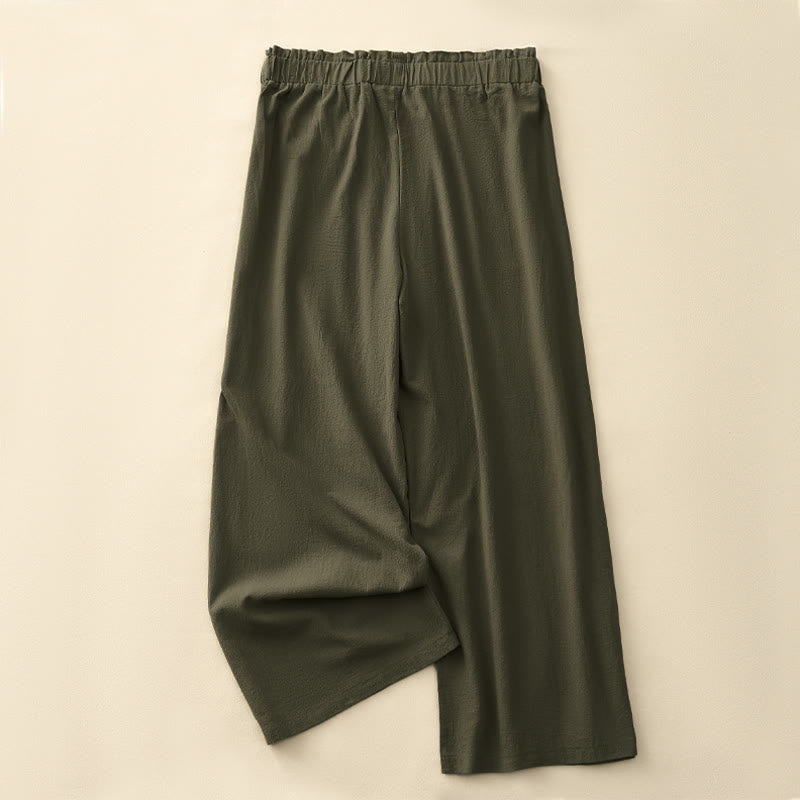 Buddha Stones Lässige, minimalistische, einfarbige lange Hose mit Kordelzug für Damen, gerades Bein und Taschen, ideal für Frühling und Sommer - image 16