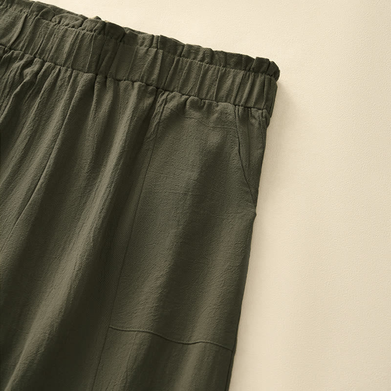 Buddha Stones Lässige, minimalistische, einfarbige lange Hose mit Kordelzug für Damen, gerades Bein und Taschen, ideal für Frühling und Sommer - image 16