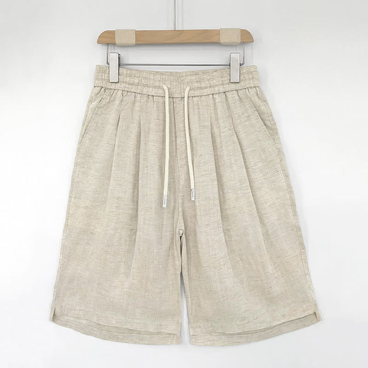 Buddha Stones Lässige, minimalistische Herren-Shorts mit Kordelzug und Taschen für den Sommer - Leinen - US/ UK/AU46, EU56 (5XL) - image 8