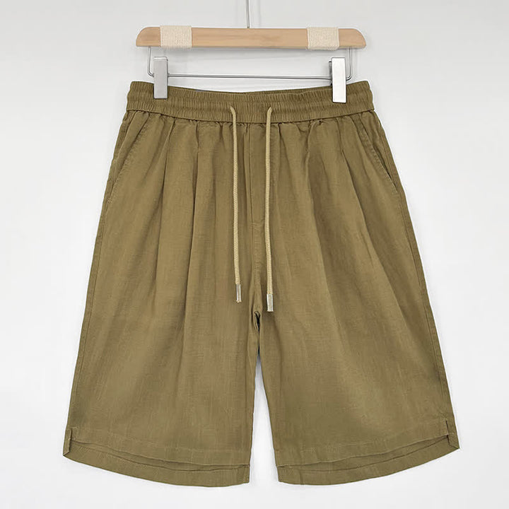 Buddha Stones Lässige, minimalistische Herren-Shorts mit Kordelzug und Taschen für den Sommer - Dunkelkhaki - US/ UK/AU46, EU56 (5XL) - image 0