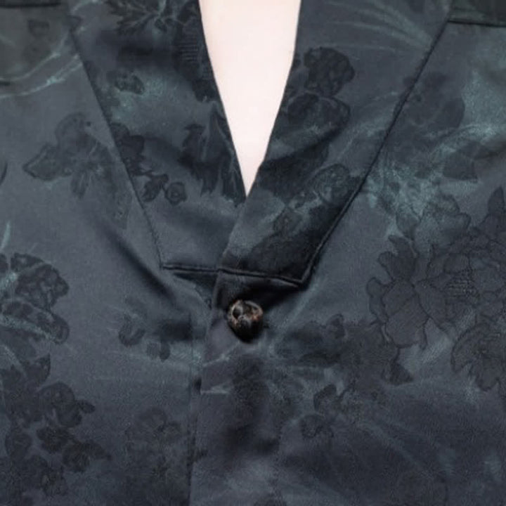 Buddha Stones Frühling/Sommer Tang Style Casual Herren Kurzarmhemden mit Stehkragen und Bambus-Schmetterling, Modell mit kurzem Ärmel - image 16