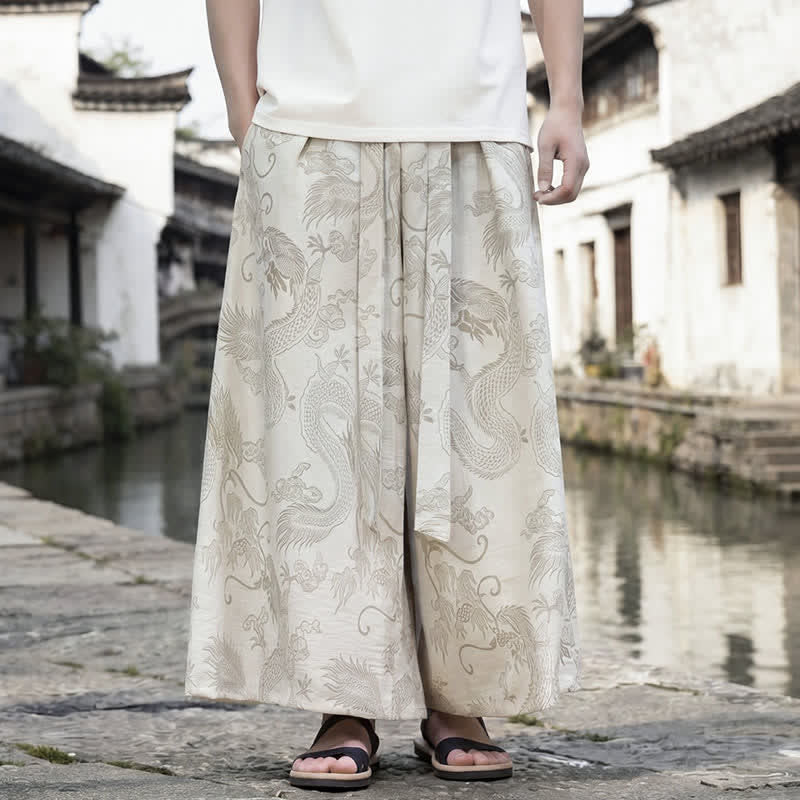 Buddha Stones Sommerliche Freizeithose im Tang-Stil mit Drachenmotiv und Kordelzug, Herrenhose mit weitem Bein - Leinen - US/UK/AU46, EU56 (5XL) - image 33