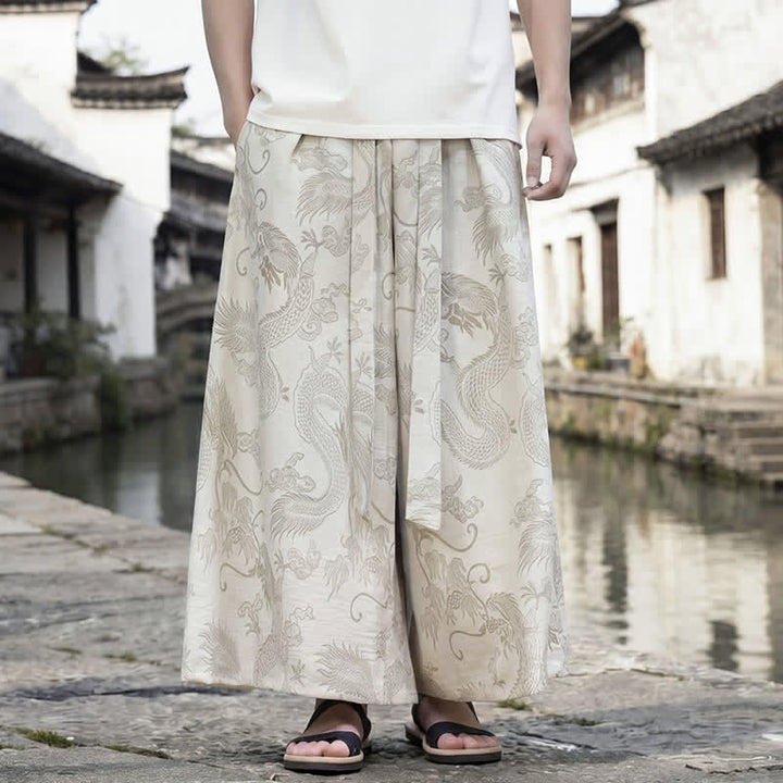 Buddha Stones Sommerliche Freizeithose im Tang-Stil mit Drachenmotiv und Kordelzug, Herrenhose mit weitem Bein - Leinen - US/UK/AU46, EU56 (5XL) - image 33