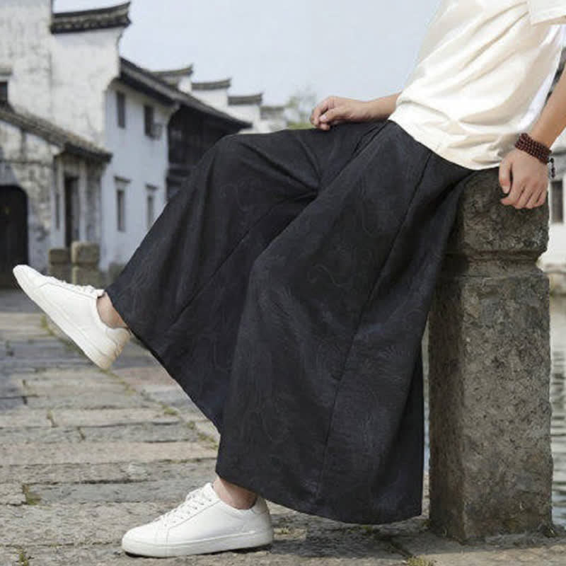 Buddha Stones Sommerliche Freizeithose im Tang-Stil mit Drachenmotiv und Kordelzug, Herrenhose mit weitem Bein - image 16