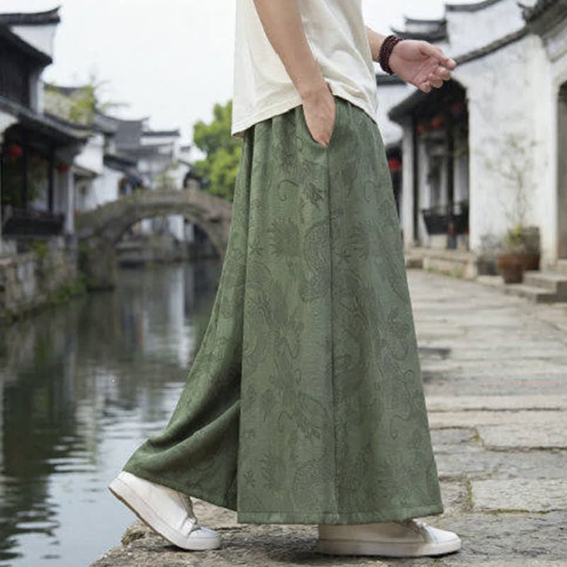 Buddha Stones Sommerliche Freizeithose im Tang-Stil mit Drachenmotiv und Kordelzug, Herrenhose mit weitem Bein - image 5