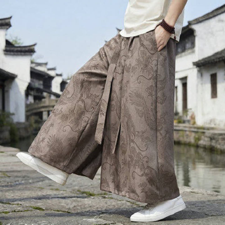 Buddha Stones Sommerliche Freizeithose im Tang-Stil mit Drachenmotiv und Kordelzug, Herrenhose mit weitem Bein - image 23
